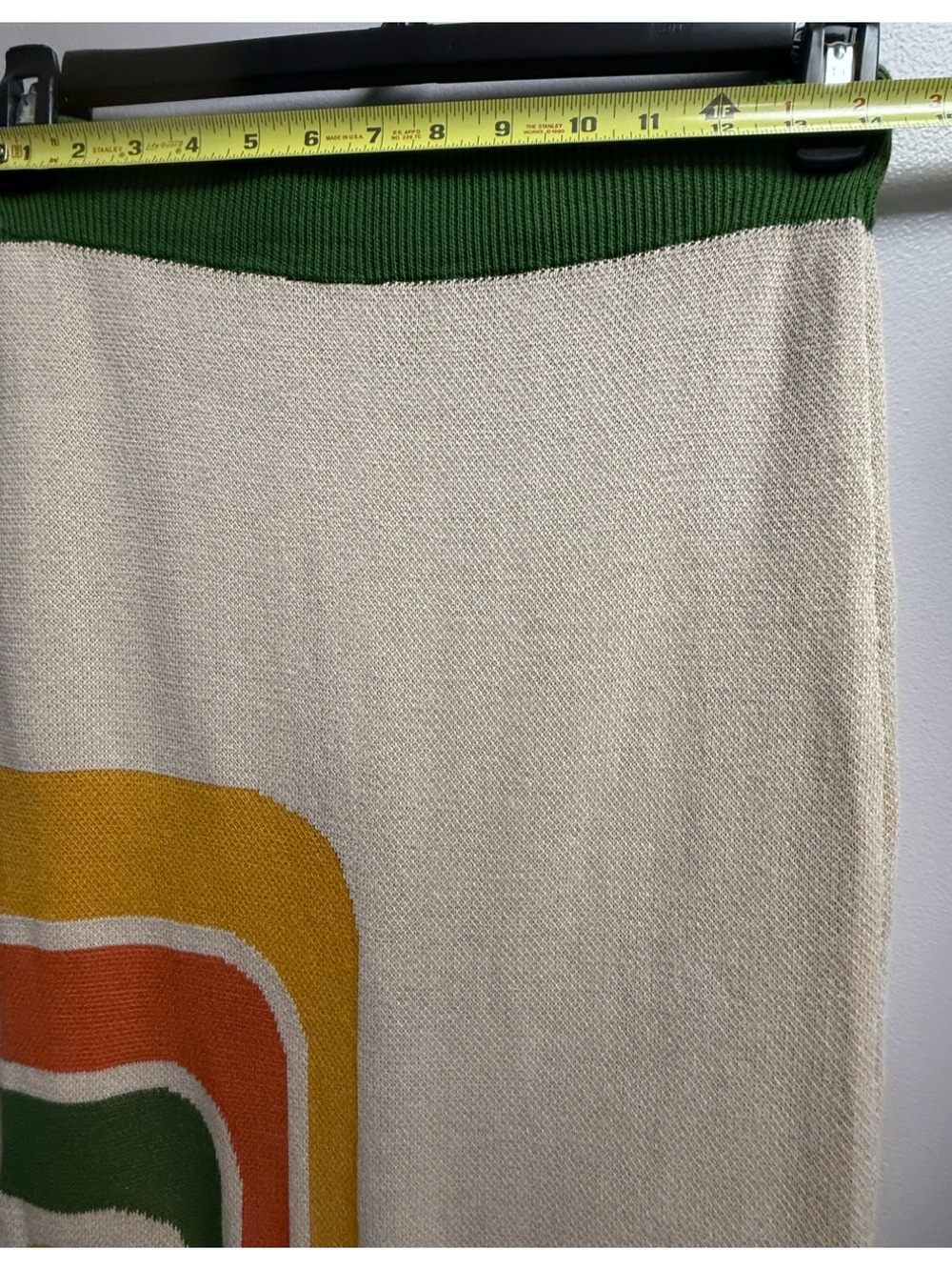 NWT 2-Piece OXKNIT Set - Cream/Green/Orange/Yellow Retro Knit Vest + Skirt Set M - Picture 12 of 15